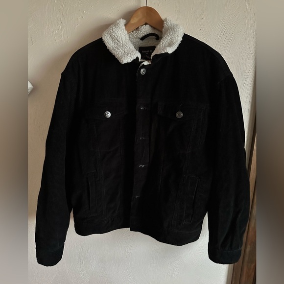 Vintage black corduroy coat with faux fur lining Gilmore Girls Look Size M - Picture 2 of 9